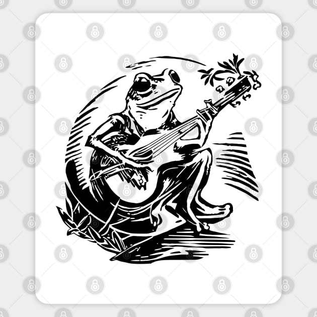 Frog with banjo Magnet by valentinahramov